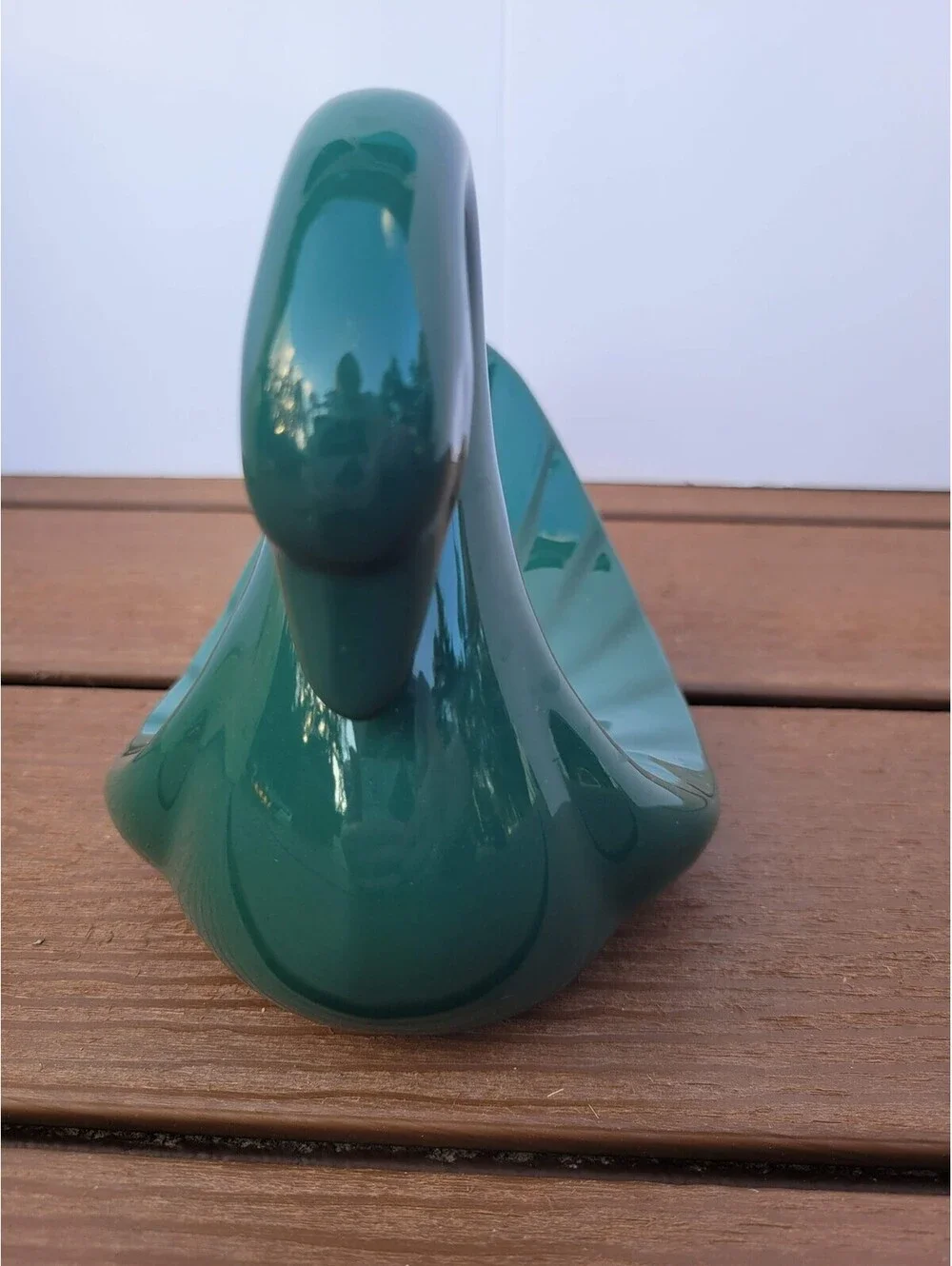 Green Ceramic Swan MCM Towel Soap Holder Bathroom Vtg Hollywood Regency